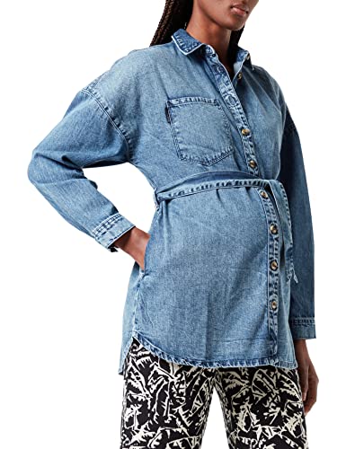 Supermom Damen Jacket Long Sleeve Denim Bluse, Acid Blue-P538, M