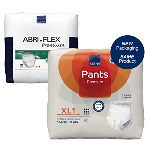 Abena Pants Premium Inkontinenz-Hose, Inkontinenz-Hose für Damen und Herren, diskret, schützend, atmungsaktiv, bequem – XL 1, 130-170 cm Taille, 1600 ml Saugfähigkeit, 16 Stück