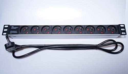 PremiumCord Stromverteilereinheit 1HE für 19"Rack, 9x230V, 2m Kabel
