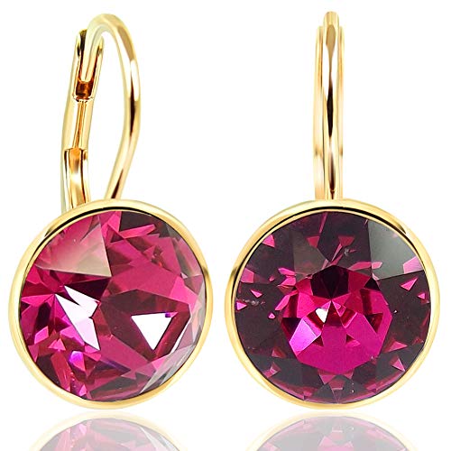 NOBEL SCHMUCK Ohrringe Gold Pink mit Kristallen von Swarovski® 925 Sterling - schlicht modern