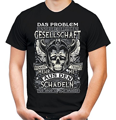 Schädel Seiner Feinde Männer und Herren T-Shirt | Wikinger Odin Sleipnir Germanen Walhalla Zitate ||| (4XL, Schwarz)