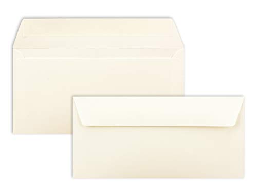 300 Brief-Umschläge DIN Lang - Naturweiß - 110 g/m² - 11 x 22 cm - sehr formstabil - Haftklebung - Qualitätsmarke: FarbenFroh by GUSTAV NEUSER®
