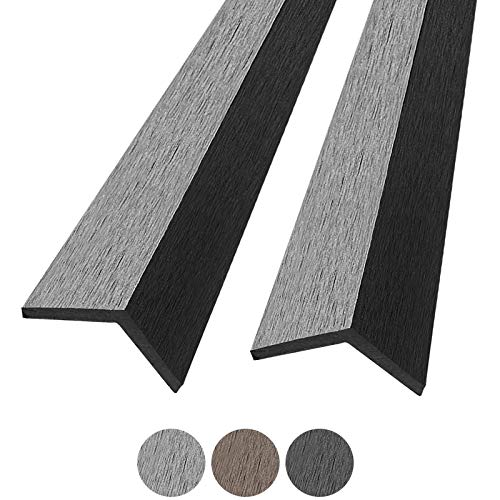 Montafox 5 Stück WPC Abschlussleisten Abdeckleiste Terrassendielen Dielen L-Leiste 190 cm oder 220 cm, Länge:1.90m, Farbe:Grau