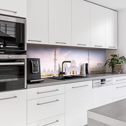 Dedeco Küchenrückwand Motiv: Arabia V1, 3mm Acrylglas Plexiglas als Spritzschutz für die Küchenwand Wandschutz Dekowand wasserfest, 3D-Effekt, alle Untergründe, 220 x 60 cm