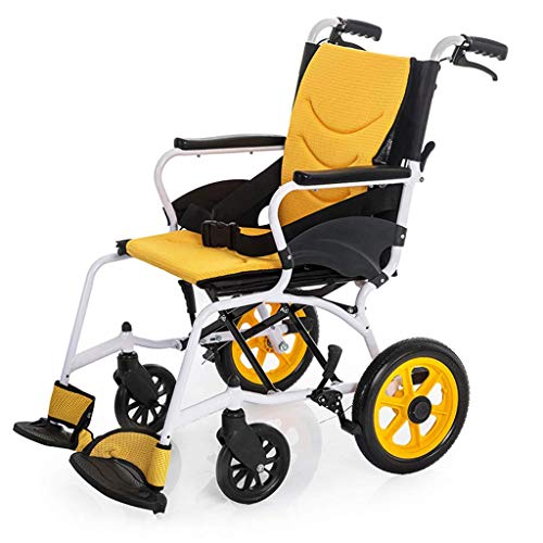 AOLI Leicht faltbaren Rollstuhl, Hand Aluminium Rollstuhl, Leichtes High-End faltbaren Rollstuhl, Geeignet für Innen- und Außenanwendungen, für ältere Menschen, Behinderte Yellow1,yellow1