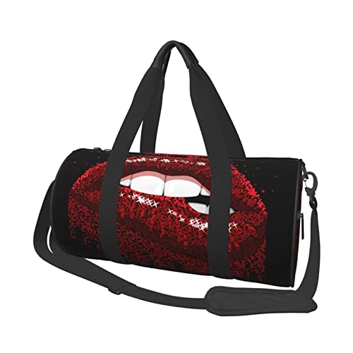Red Sparkles Lips Reisetasche, große Sporttasche, multifunktionale Übernachtungstasche für Männer und Frauen
