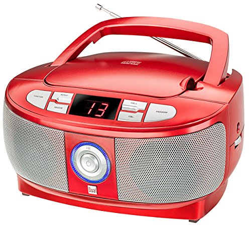 Dual 74599 P 49-1 Boombox mit CD-Player (UKW-Radio, LED-Display, Netz- oder Batteriebetrieb) rot
