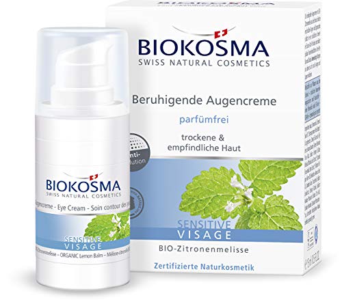 Biokosma SENSITIVE VISAGE Beruhigende Augencreme (1x 15ml) für trockene und empfindliche Haut mit Bio-Zitronenmelisse