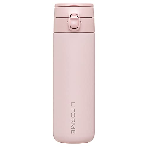 Liforme Tragbare Wasserflasche, auslaufsicherer Schraubverschluss, leicht, umweltfreundlich, heiße/kalte Vakuumisolierung, schweißfreies doppelwandiges Design, BPA-frei, 380 ml – Pink