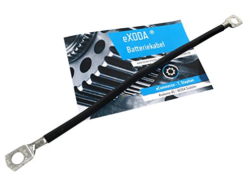 eXODA Batteriekabel 70 mm² 50cm Kupfer Stromkabel mit Ringösen M10 schwarz 12V KFZ