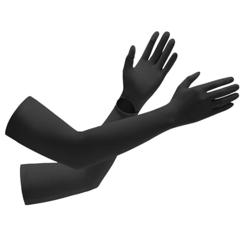 TQQEPOOL Frauen UV Langen Sonnenschutz Handschuhe Touchscreen Arm Sonne Fahrhandschuhe UPF 50+ Für Outdoor-Sport Radfahren (Color : Black, Size : One Size)
