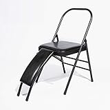 DLT Iyengar Faltbarer Yoga-Stuhl mit Lendenwirbelstütze, Abnehmbarer 23 mm Stahlrohr-Yoga-Stuhl Hilfswerkzeug, Balanced Body Headstand Bank Idealer Stuhl (Farbe : Faux Leather Black)