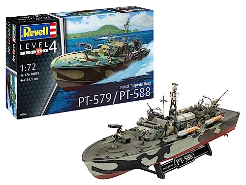 Revell 05165 Patrol Torpedo Boat PT-588/PT-579 originalgetreuer Modellbausatz für Fortgeschrittene, Mehrfarbig, 1/72