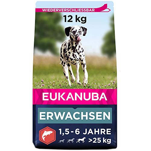 Eukanuba Premium Hundefutter mit Lachs & Reis, Trockenfutter für sensible Hunde aller Rassen, 1er Pack (1 x 12 kg)