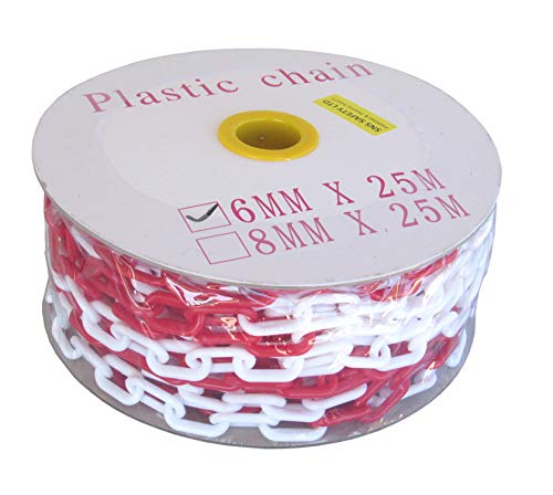 SNS SAFETY LTD Kunststoffkette Absperrung 6 mm, Rote Weiße, 25 Meter