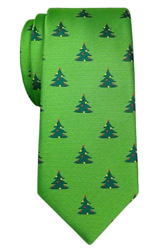 Retreez Herren Schmale Gewebte Weihnachten Krawatte Weihnachtsbaum 6 cm - grün,