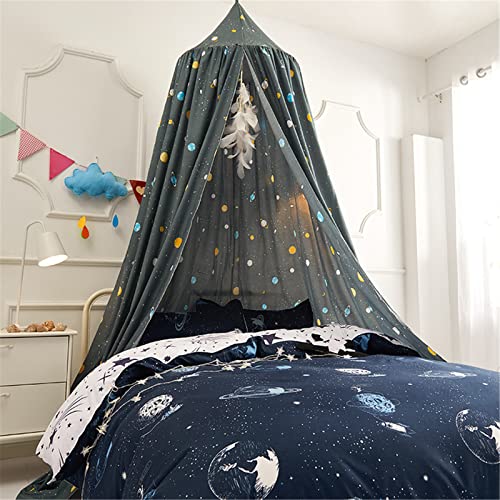 Groß Moskitonetz für Kinderzimmer Junge Blauer Sternenhimmel Kinder Baldachin Betthimmel Babybett Himmelbett Bettvorhang für Schlafzimmer Ankleidezimmer (4)