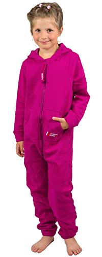 Gennadi Hoppe Kinder Jumpsuit - Jungen, Mädchen Onesie Jogger Einteiler Overall Jogging Anzug Trainingsanzug H8406 pink 122-128