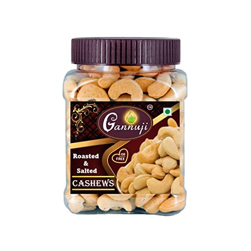 Gannuji geröstete und gesalzene Cashewnüsse | Knuspriger Kaju | Ölfrei geröstete Cashewkerne (250g)