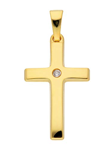 Gold Kreuz Anhänger 8 k 333 Gelbgold mit Zirkonia