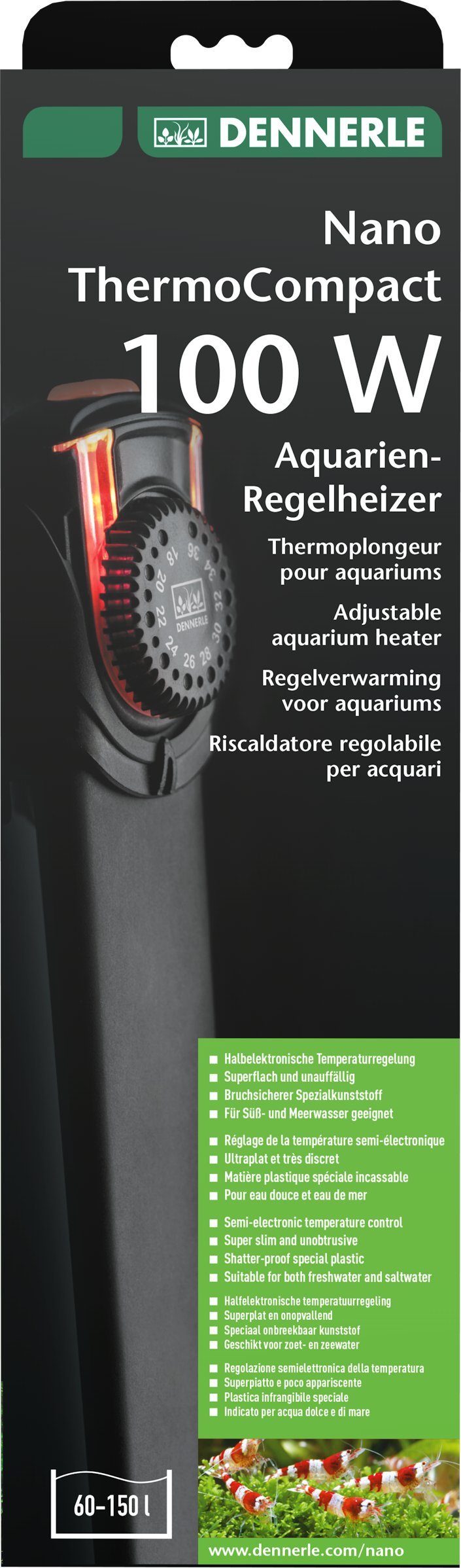 Dennerle Nano Heater Compact | Regel-Heizer für Nano-Aquarien (100 Watt)