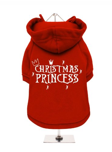 '"Christmas: Christmas Princess" UrbanPup Hunde Sweatshirt (rot/weiß)