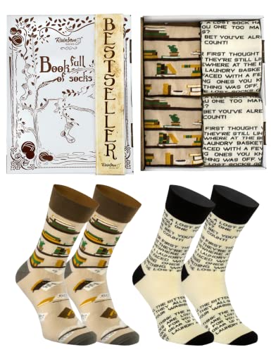 Rainbow Socks - Buch Voll Von Socken - Buch Mit 2 Paar Lustigen Socken - Als Geschenk Für Bücher- Und Leseliebhaber - Größe 36-40