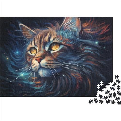 500 Teile Puzzle Bunte Katze Quadratische Puzzles für Erwachsene und Kinder Holzpuzzle Heimdekoration Puzzle 500 Teile (52 x 38 cm)