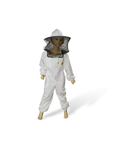 LYSON Kinderanzug mit abnehmbaren Hut Kinderoverall mit Schleier Schutzkleidung für Kinder, Schutz vor Bienen 128