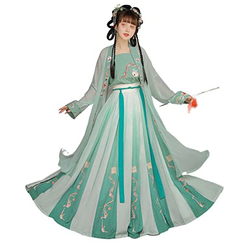 Chinesisches Altes Traditionelles Hanfu FüR Frauen Geburtstagsparty Abendkleid Cosplay Han Fu KostüM (Color : Green, Size : L=Bust 102cm)