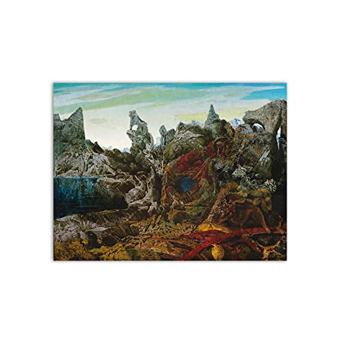Max Ernst Berühmte Leinwandbilder Reproduktion auf Leinwand"Landscape Overlooking"Leinwand Poster und Drucke,Leinwand Wandkunst Bild für Wohnzimmer Wanddekoration 90x120cm(35x48in) Rahmenlos
