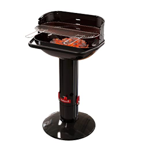 Barbecook Holzkohlegrill Säulengrill Stand-Grill eckig 3-Fach höhenverstellbar mit Quick-Stop, schwarz, 62x35x99,5 cm