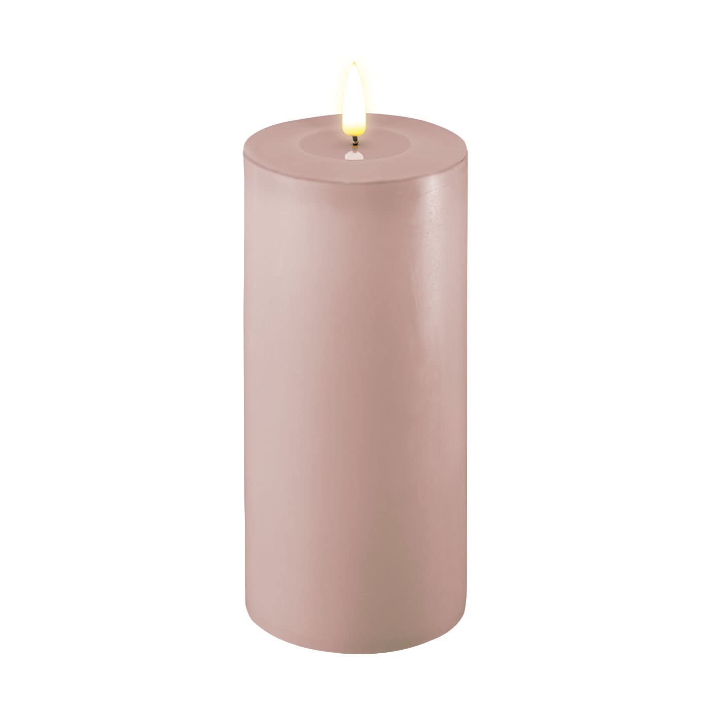 LED Kerze Deluxe Homeart, Indoor LED-Kerze mit realistischer Flamme auf einem Echtwachsspiegel, warmweißes Licht - Rose 10 x 20 cm