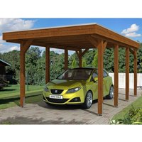 Skan Holz Carport Friesland 314 cm x 555 cm Nussbaum