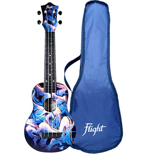 Flight Music Ukuleles TUS40 ABS-Reise-Ukulele – Graffiti (mit Tasche), ALMTUS40GRAF