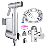 Bidet Handbrause ,Toilette Bad Bidet für Bidet Armaturen WC mit G1/2" T-Ventil und eine G3/8" Adapte Waschen Edelstahl Duschkopf Bidet Windel Dusche Tierbad Wasserspar Wand waschen