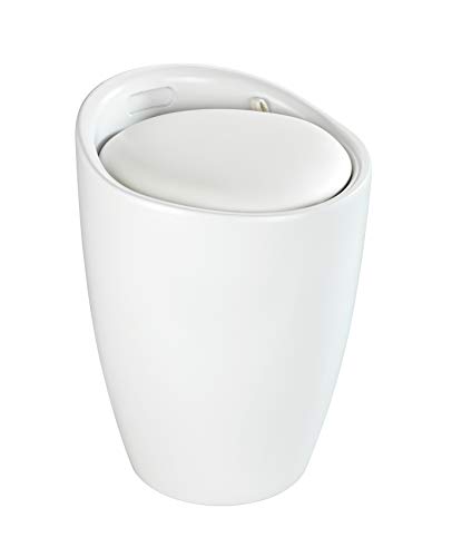 Wenko Hocker Candy Badhocker, mit abnehmbarem Wäschesack, Kunststoff (ABS), Weiß, Ø 36 x 50,5 cm