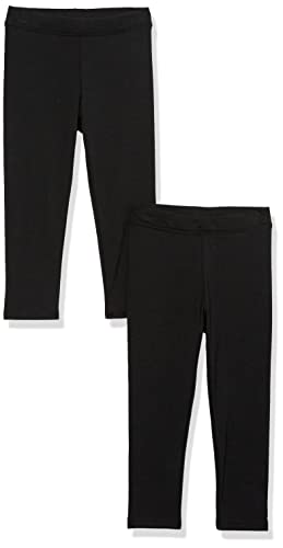 Amazon Aware Mädchen Jersey-Leggings aus Baumwoll-Stretch, 2er-Pack, Schwarz, 11-12 Jahre