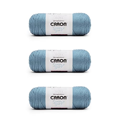 Caron Simply Soft Light Country Blue Garn – 3 Packungen mit 170 g – Acryl – 4 Medium (Kammgarn) – 315 Meter – Stricken/Häkeln