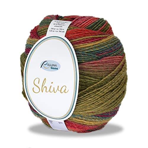 Rellana Shiva Wolle mulesingfrei, 200g Farbverlaufswolle zum Stricken oder Häkeln (107)