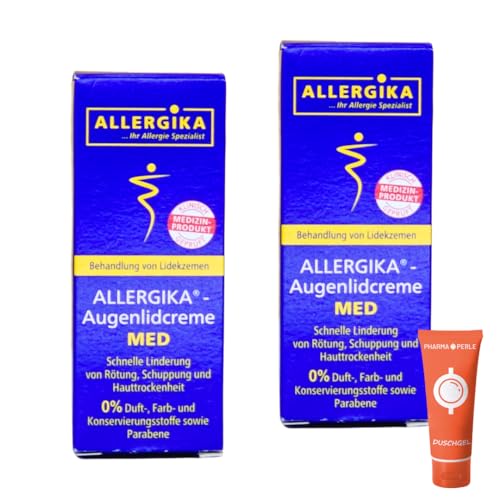 Allergika Augenlidcreme MED, 15 ml I zur Behandlung von Lidekzemen I Linderung von Rötung, Schuppung und Hauttrockenheit I Spar-Set plus Pharma Perle give-away (2x 15 ml)