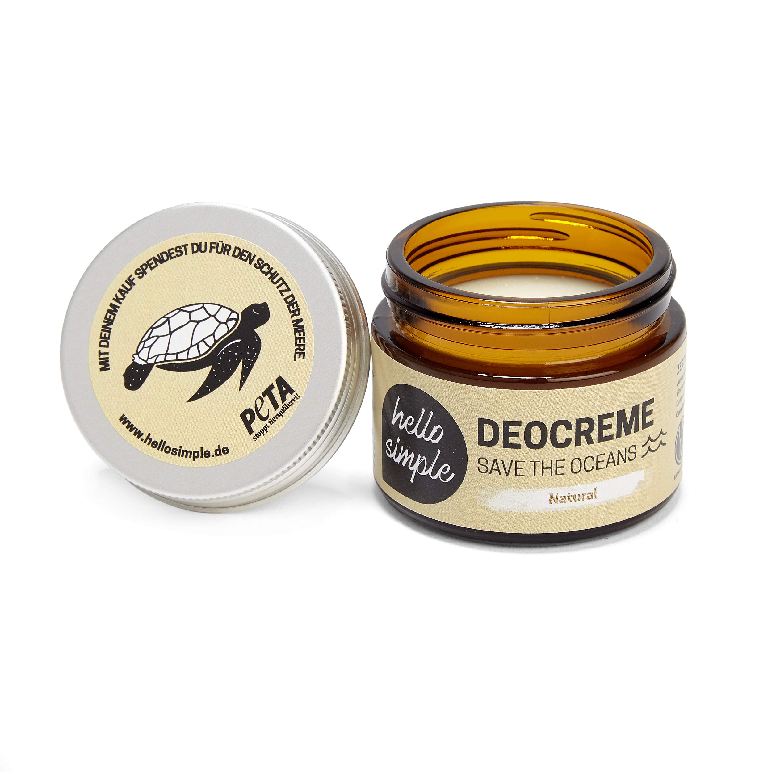 hello simple - Deocreme Deodorant Deo Creme (50 g) - SAVE THE OCEANS! - nachhaltige und zertifizierte Naturkosmetik - Deo Frauen Männer - ohne Aluminium, vegan, bio, plastikfrei(Natural)