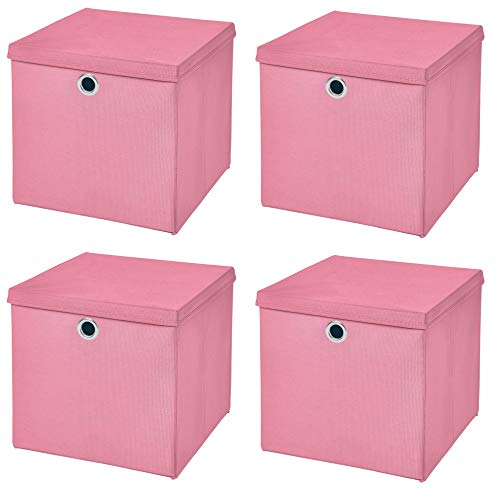 StickandShine 4er Set Rosa Faltbox 28 x 28 x 28 cm Aufbewahrungsbox faltbar mit Deckel