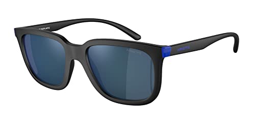 ARNETTE Plaka Herren Sonnenbrille quadratisch An4306, Mattschwarz / Blau verspiegelt, 54 mm