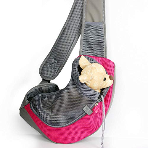 LIUJUAN Atmungsaktive Pet Dog Carrier Reisetasche Single Shoulders Taschen Pet Dog Cat Welpe Front Carrier Mesh Comfort Travel Bag Schultertasche-Rosarot_S.