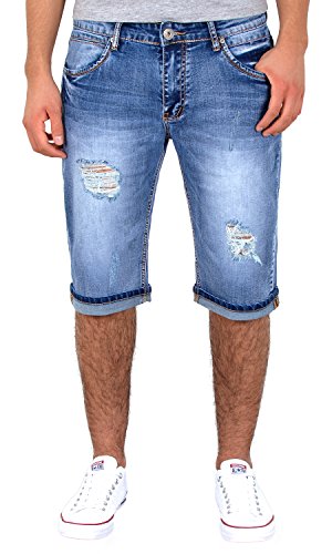 by-tex Herren Shorts kurze Hose mit Risse Jeans Bermuda Shorts kurze Sommer Hose Destroyed Look A383