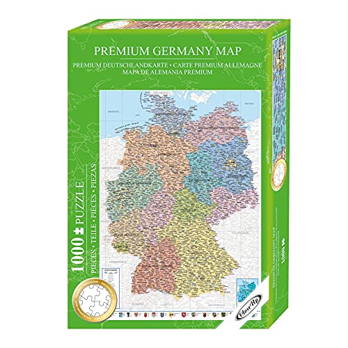 Close Up Deutschland Puzzle 1000 Teile - Karte - 68 x 48 cm Premium Map 2021 - MAPS IN Minutes