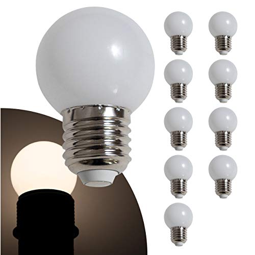 proventa® LED-Tropfen Leuchtmittel, 50 Stück, IP54 für Außen, 0,8 Watt, E27, 2.700 K, für Weihnachts- und Party-Licherketten