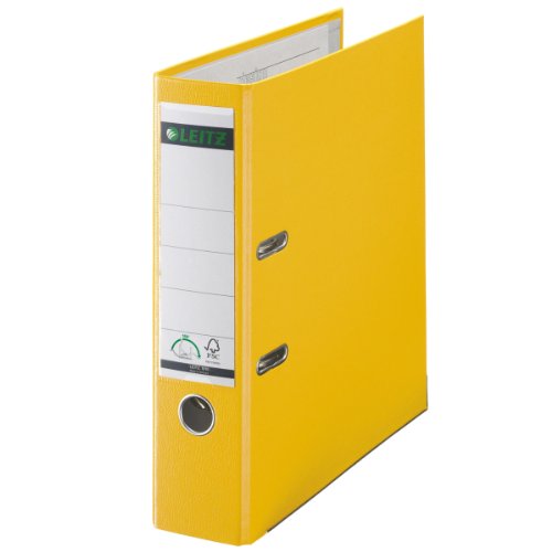 Leitz 10105015 Qualitäts-Ordner (Plastik-Cover, A4, 8 cm Rückenbreite) gelb 4er Pack