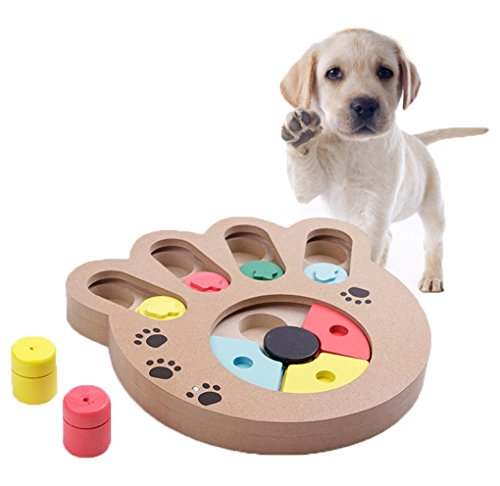YJZQ Hunde Intelligenzspielzeug Strategiespiel Toy IQ Training Interaktive Versteckspiel Essen langsame Fütterung Holz Pet Puzzlespiel für Hunde und Katzen